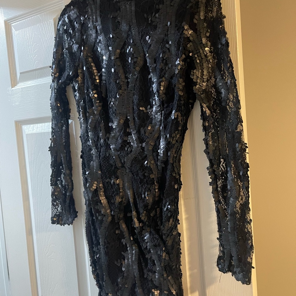 Arden B Black Sequin dress halter